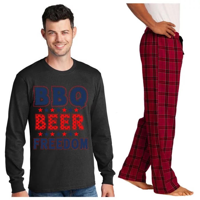 Bbq Beer Freedom America Usa Party 4th Of July Vintage Lover Great Gift Long Sleeve Pajama Set