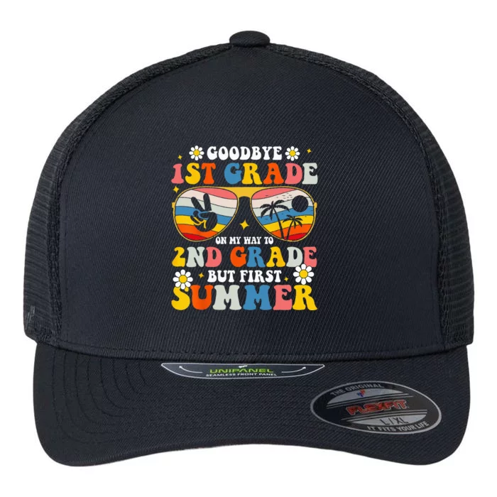 Bye bye first 1st grade hello summer last day of school Flexfit Unipanel Trucker Cap