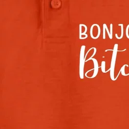 Bonjour Bitches Funny French Person Funny Bachelorette Gift Dry Zone Grid Performance Polo