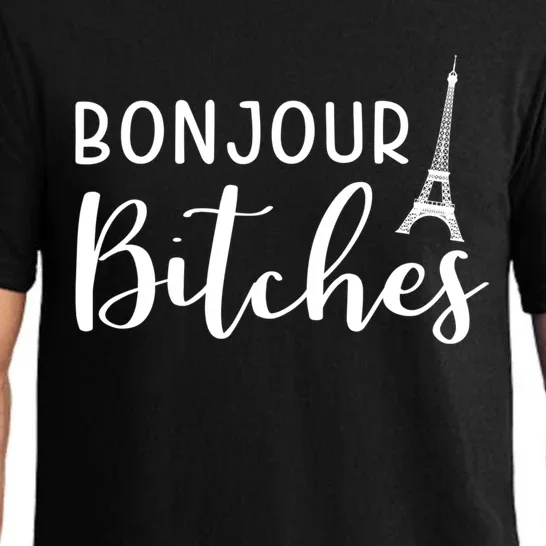 Bonjour Bitches Funny French Person Funny Bachelorette Gift Pajama Set