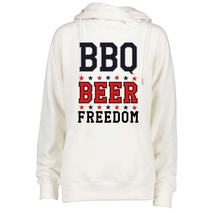 Bbq Beer Freedom American Ing Barbecuing Top July 4th Gift Womens Funnel Neck Pullover Hood