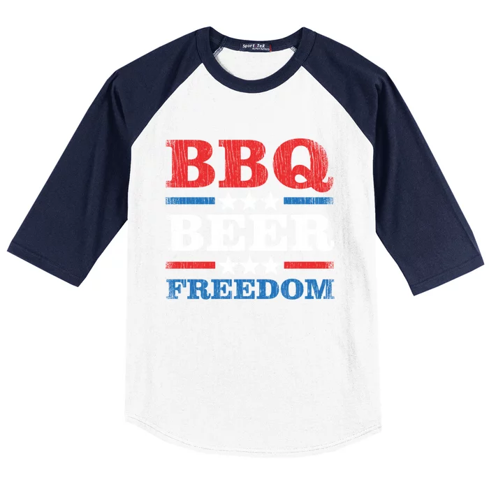 Bbq Beer Freedom Usa Party Gift Great Gift Baseball Sleeve Shirt