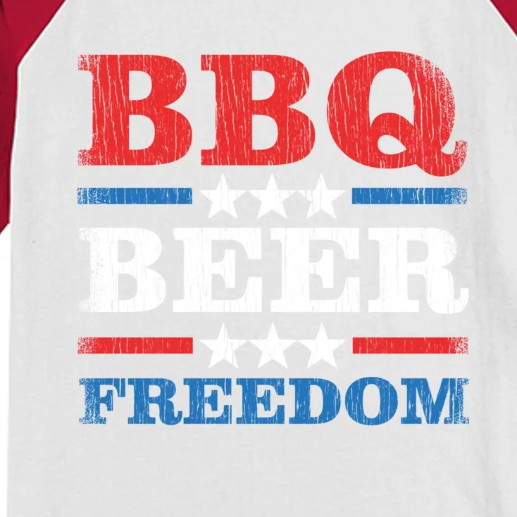 Bbq Beer Freedom Usa Party Gift Great Gift Kids Colorblock Raglan Jersey