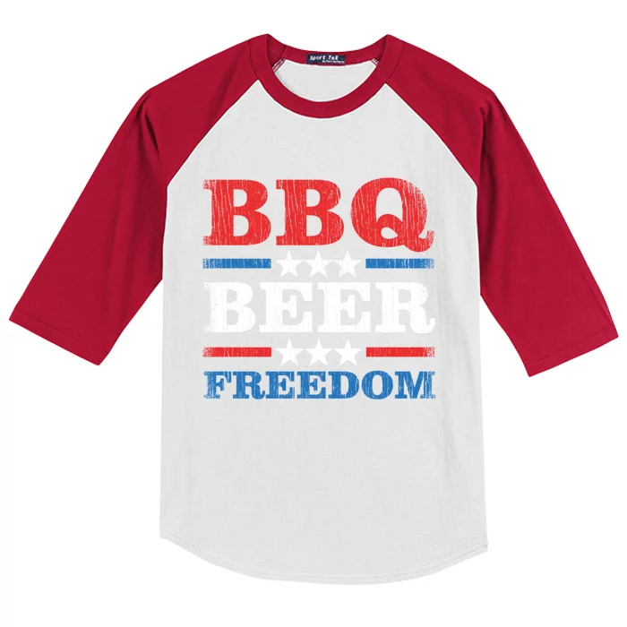 Bbq Beer Freedom Usa Party Gift Great Gift Kids Colorblock Raglan Jersey