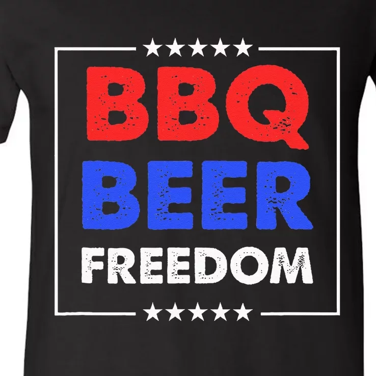 BBQ Beer Freedom V-Neck T-Shirt