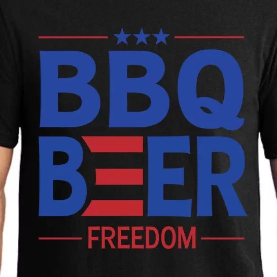 Bbq Beer Freedom Funny America 2020 Proud American Gift Pajama Set