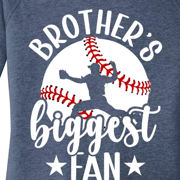 BrotherS Biggest Fan Baseball Brother Of A Baseball Player Great Gift Women's Perfect Tri Tunic Long Sleeve Shirt