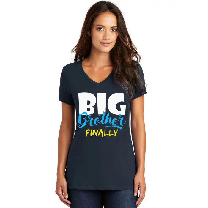 Big Brother Finally Pregnancy AnnouncementBabyShower Women's V-Neck T-Shirt