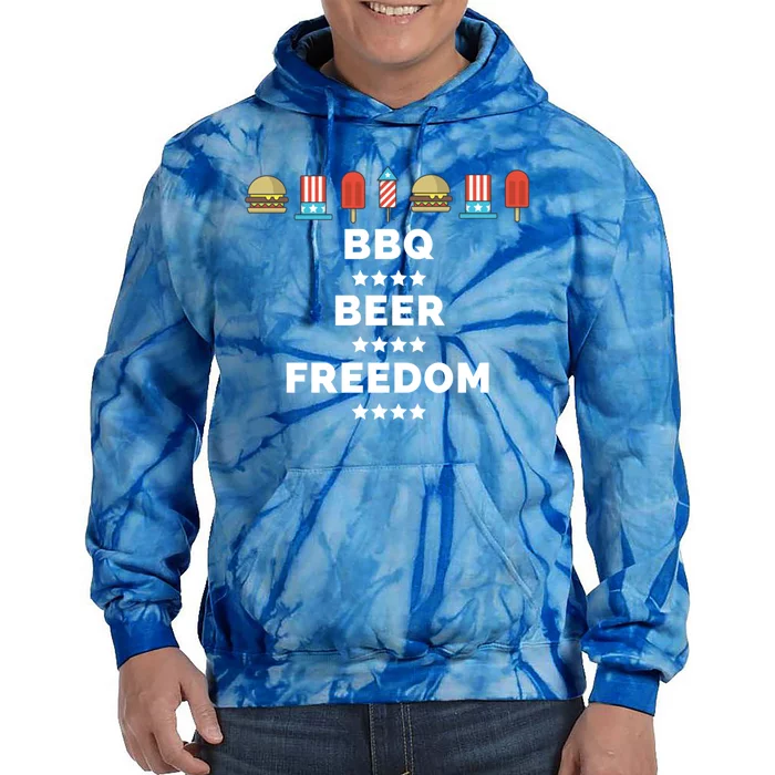 Bbq Beer Freedom Gift Tie Dye Hoodie