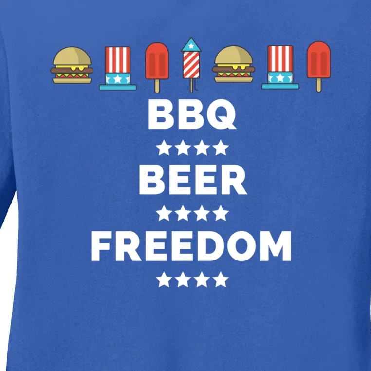 Bbq Beer Freedom Gift Ladies Long Sleeve Shirt