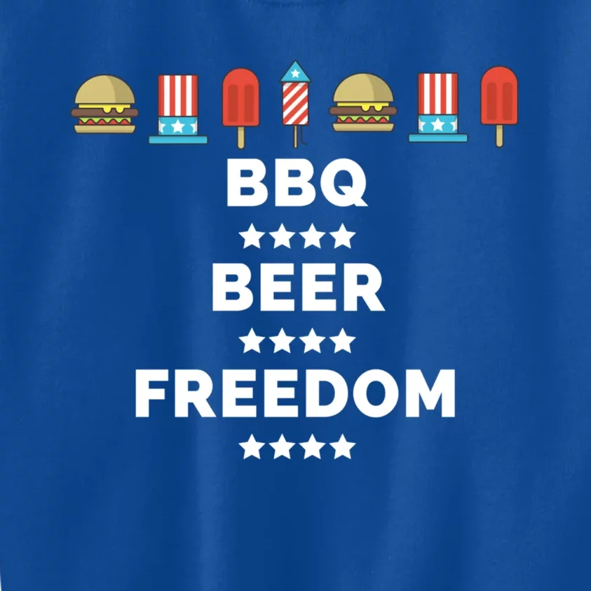 Bbq Beer Freedom Gift Kids Sweatshirt