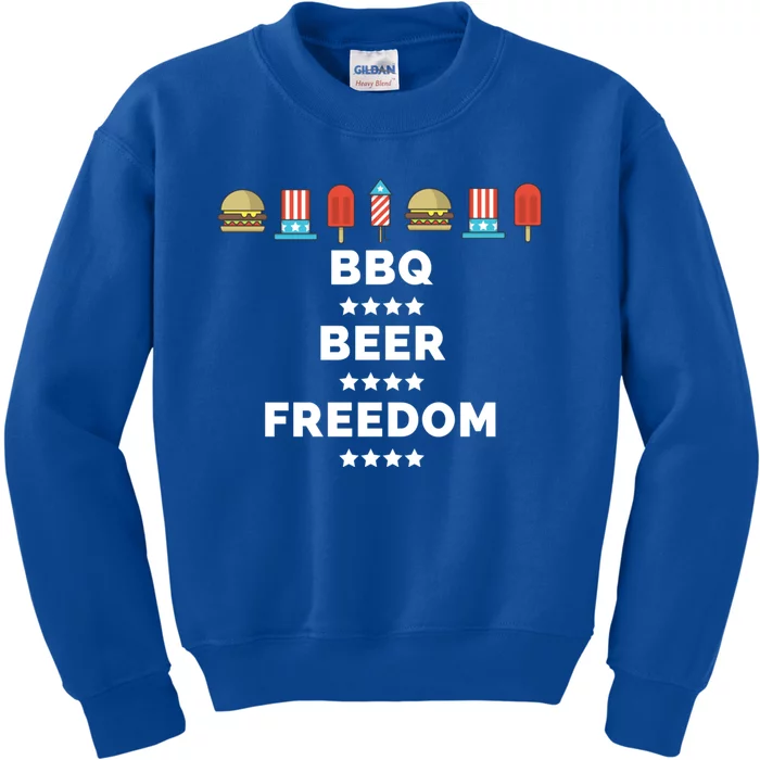 Bbq Beer Freedom Gift Kids Sweatshirt