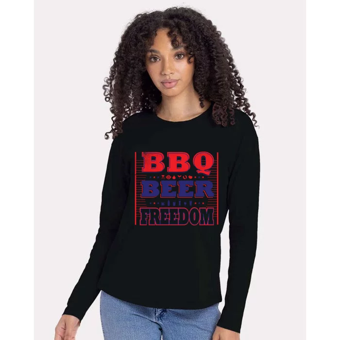 Bbq Beer Freedom Gift Womens Cotton Relaxed Long Sleeve T-Shirt