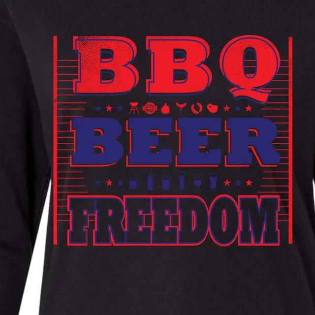 Bbq Beer Freedom Gift Womens Cotton Relaxed Long Sleeve T-Shirt