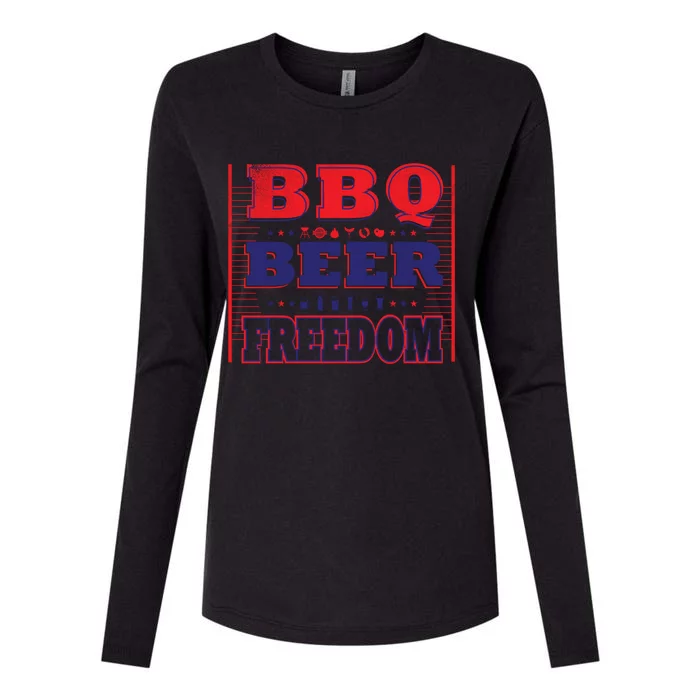 Bbq Beer Freedom Gift Womens Cotton Relaxed Long Sleeve T-Shirt