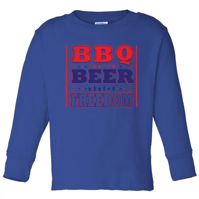 Bbq Beer Freedom Gift Toddler Long Sleeve Shirt