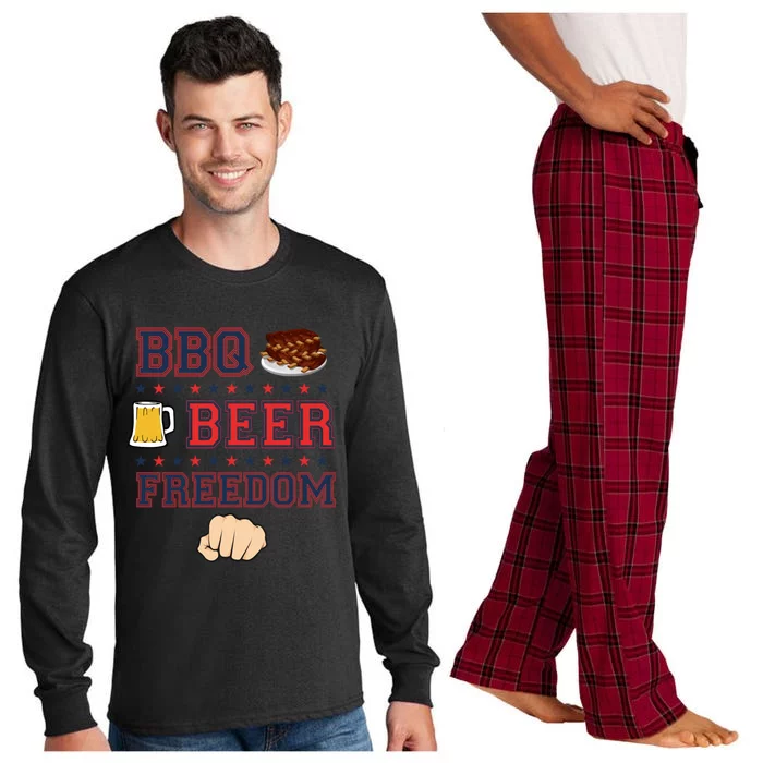 Bbq Beer Freedom Grilling Dad Uncle Trucker Funny Gift Cute Gift Long Sleeve Pajama Set