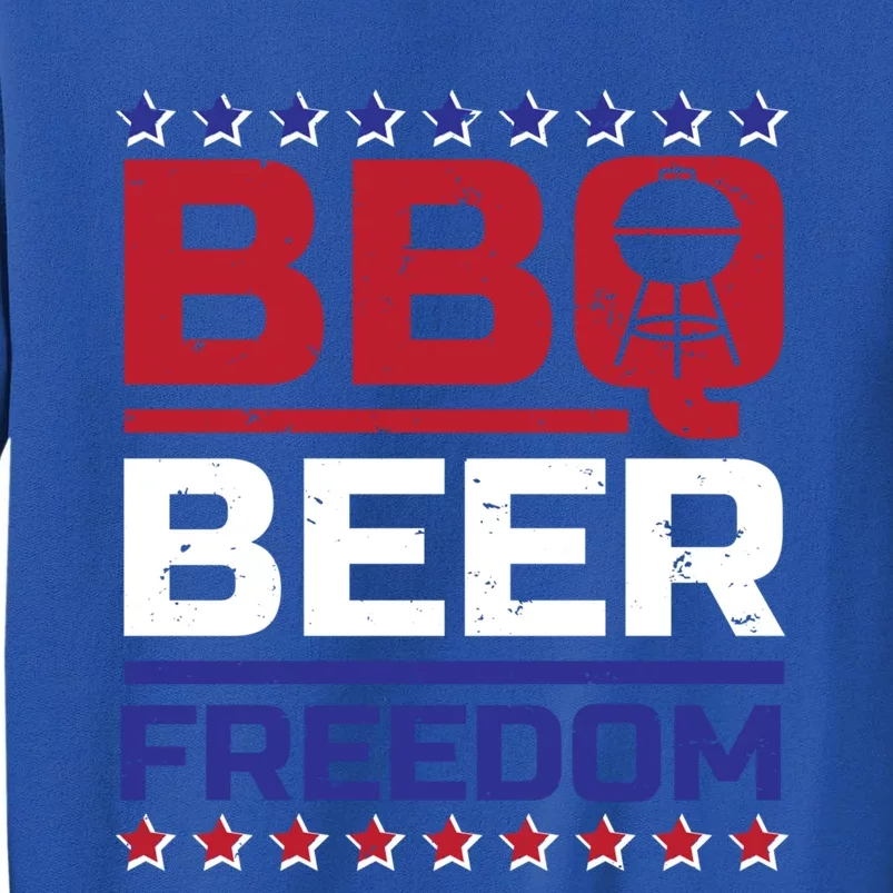 Bbq Beer Freedom Grilling Alcohol Gift Funny Gift Tall Sweatshirt