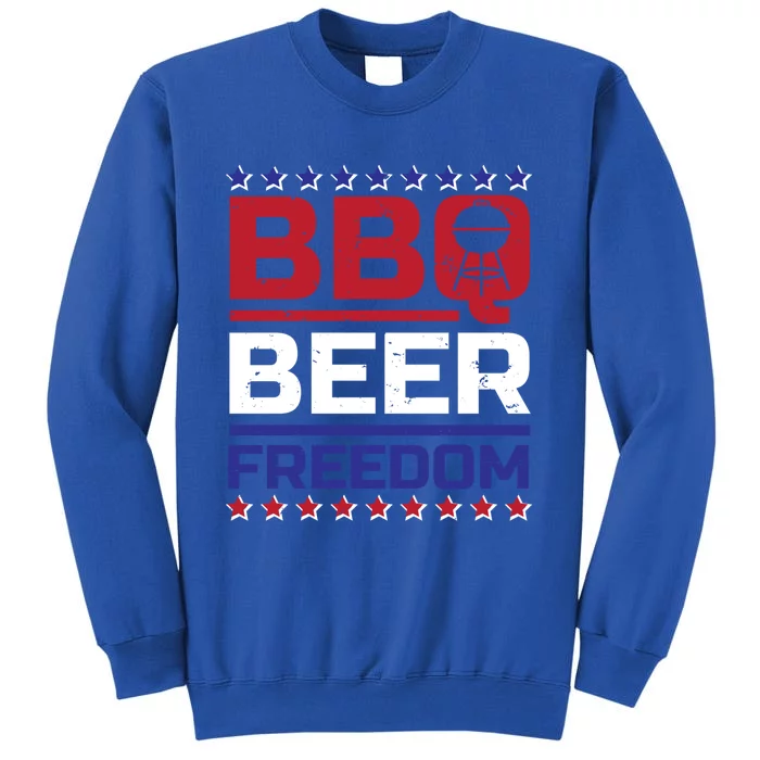 Bbq Beer Freedom Grilling Alcohol Gift Funny Gift Tall Sweatshirt