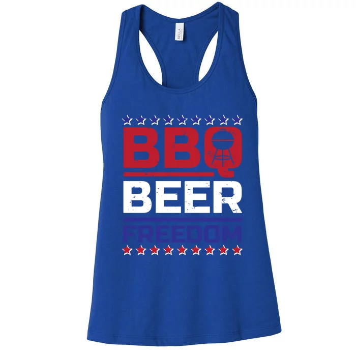 Bbq Beer Freedom Grilling Alcohol Gift Funny Gift Women's Racerback Tank