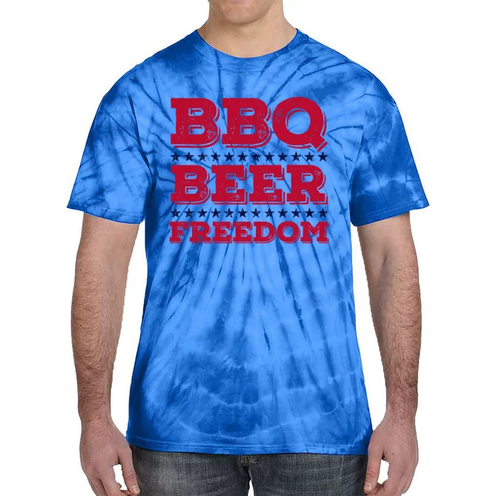 Bbq Beer Freedom Usa Red White And Blue Patriotic Gift Tie-Dye T-Shirt