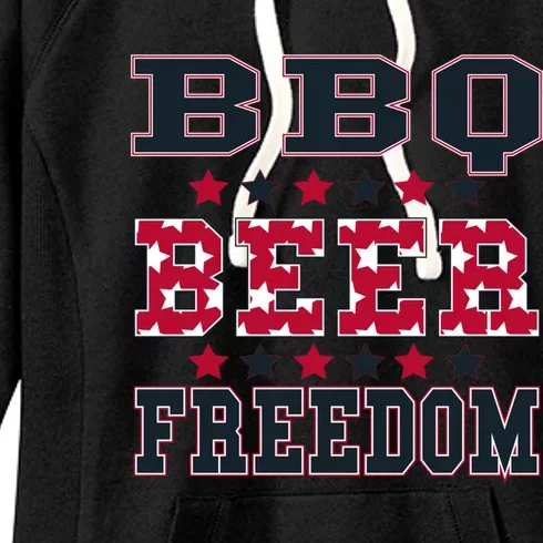 Bbq Beer Freedom Patriotic July Fourth Political Redneck Cute Gift Women's Fleece Hoodie