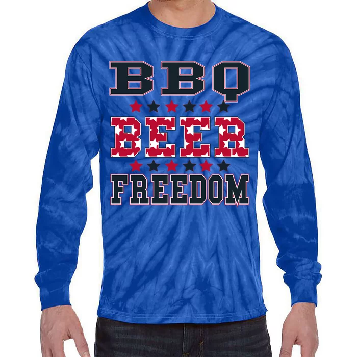 Bbq Beer Freedom Patriotic July Fourth Political Redneck Cute Gift Tie-Dye Long Sleeve Shirt