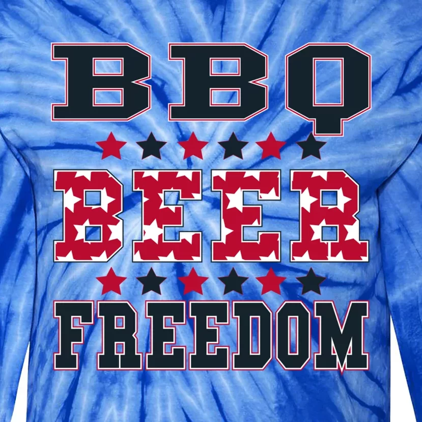 Bbq Beer Freedom Patriotic July Fourth Political Redneck Cute Gift Tie-Dye Long Sleeve Shirt