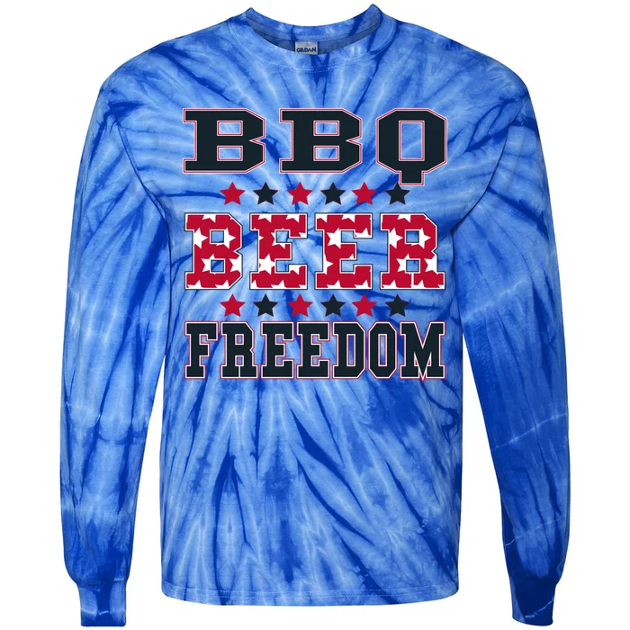 Bbq Beer Freedom Patriotic July Fourth Political Redneck Cute Gift Tie-Dye Long Sleeve Shirt