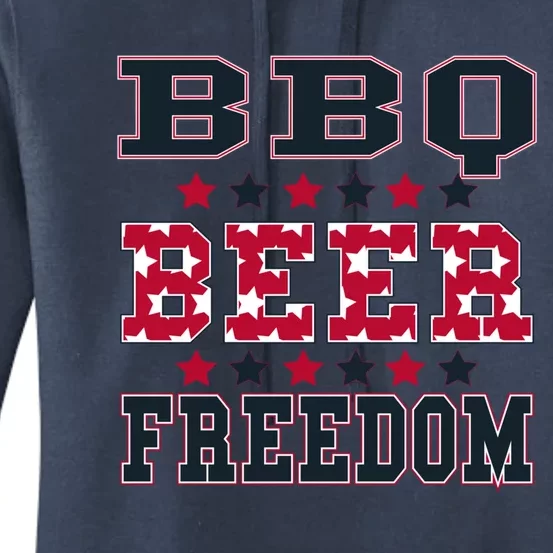 Bbq Beer Freedom Patriotic July Fourth Political Redneck Cute Gift Women's Pullover Hoodie