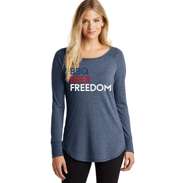 Bbq Beer Freedom 4th Of July Tee Gift Women's Perfect Tri Tunic Long Sleeve Shirt