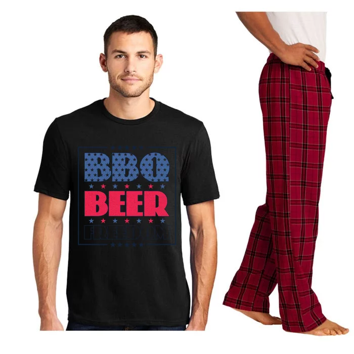 Bbq Beer Freedom Patriotic American Flag Summer Parade Meaningful Gift Pajama Set