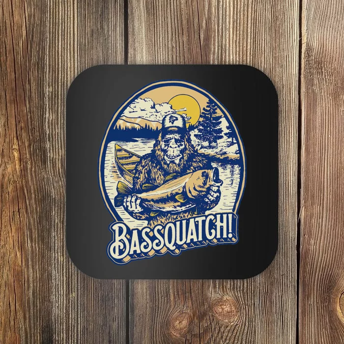 Bassquatch! Bass Fisherman Sasquatch Funny Bigfoot Fishing Coaster