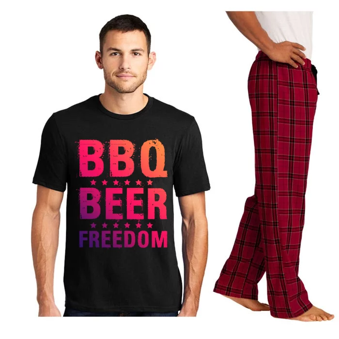 Bbq Beer Freedom America Usa Party 4th Of July Patriotic Funny Gift Pajama Set