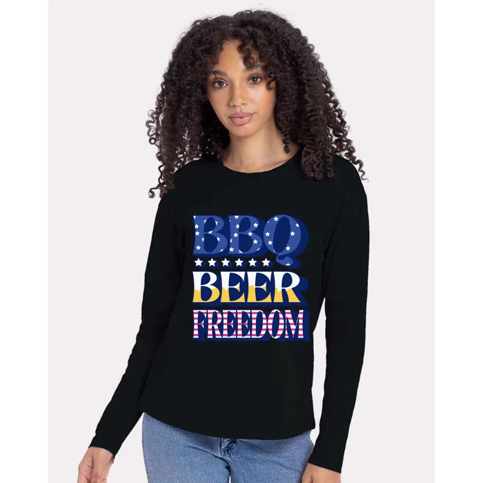 Bbq Beer Freedom Quote Gift Womens Cotton Relaxed Long Sleeve T-Shirt