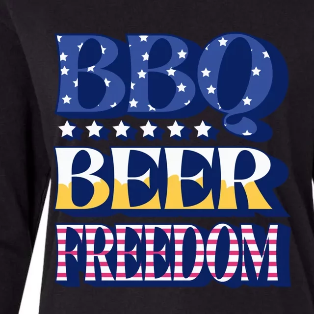 Bbq Beer Freedom Quote Gift Womens Cotton Relaxed Long Sleeve T-Shirt