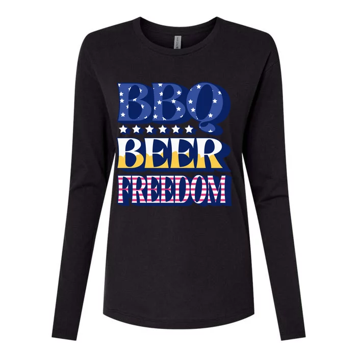 Bbq Beer Freedom Quote Gift Womens Cotton Relaxed Long Sleeve T-Shirt