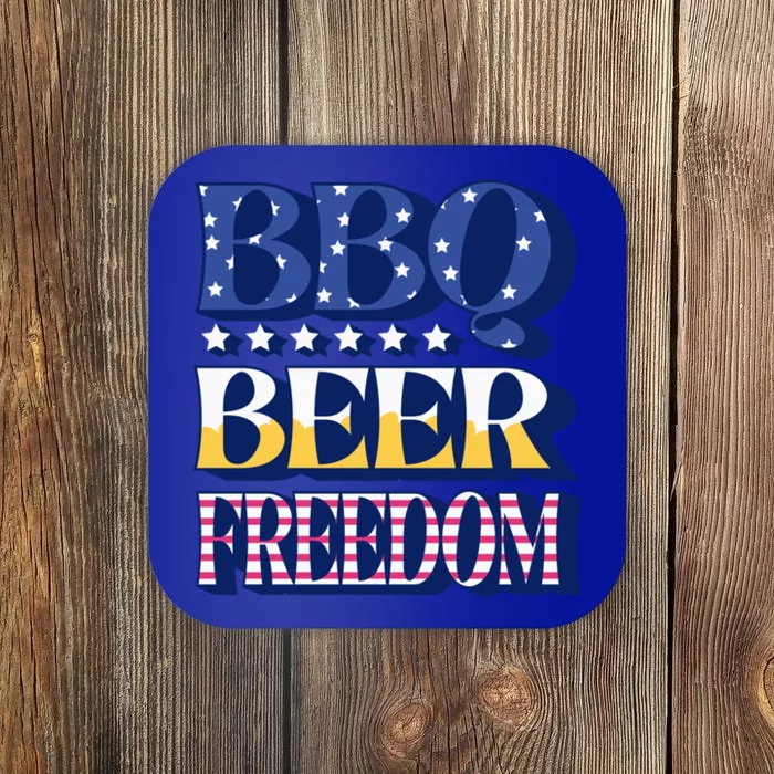 Bbq Beer Freedom Quote Gift Coaster