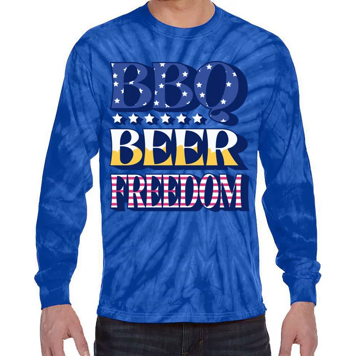 Bbq Beer Freedom Quote Gift Tie-Dye Long Sleeve Shirt