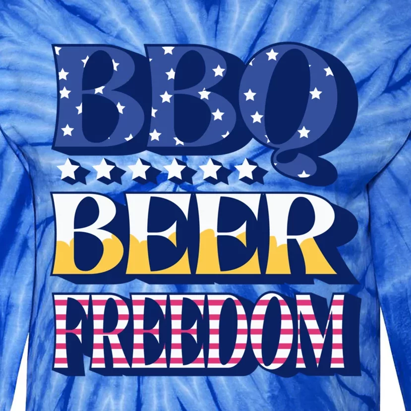 Bbq Beer Freedom Quote Gift Tie-Dye Long Sleeve Shirt