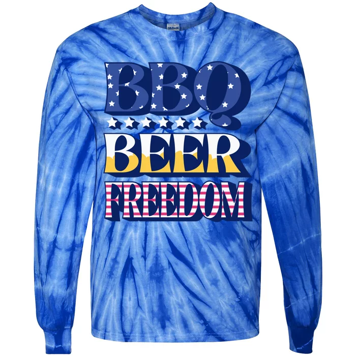 Bbq Beer Freedom Quote Gift Tie-Dye Long Sleeve Shirt