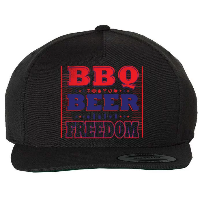 Bbq Beer Freedom Gift Great Gift Wool Snapback Cap