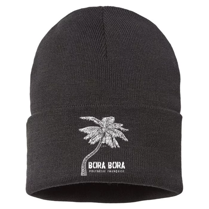 Bora Bora French Polynesia Palm Tree Sustainable Knit Beanie