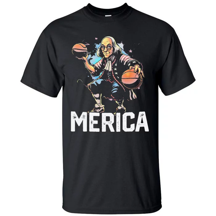 Benjamin Ben Franklin USA 4th of July Funny Basketball Tall T-Shirt