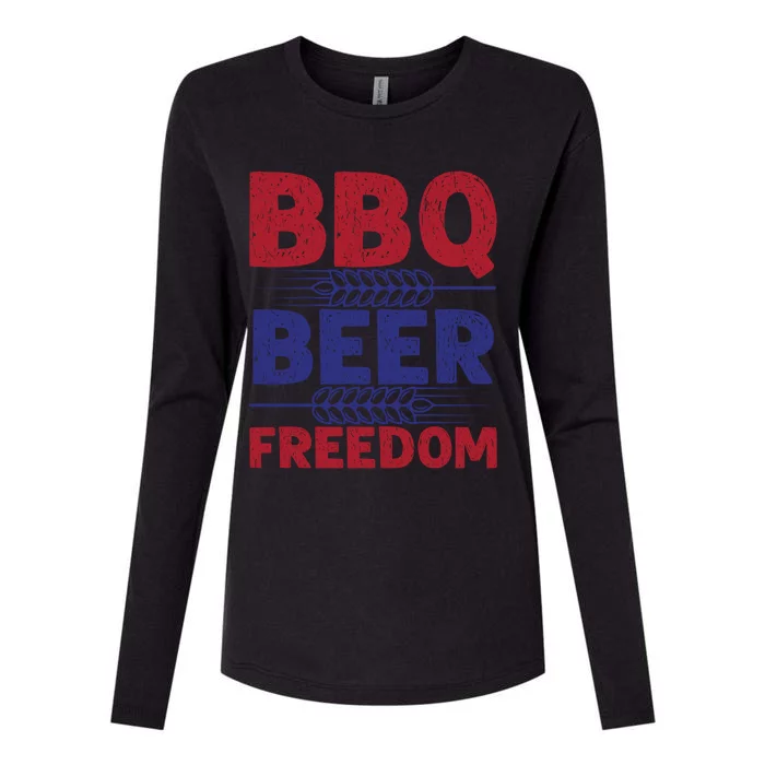 Bbq Beer Freedom Celebration Top Gift Womens Cotton Relaxed Long Sleeve T-Shirt