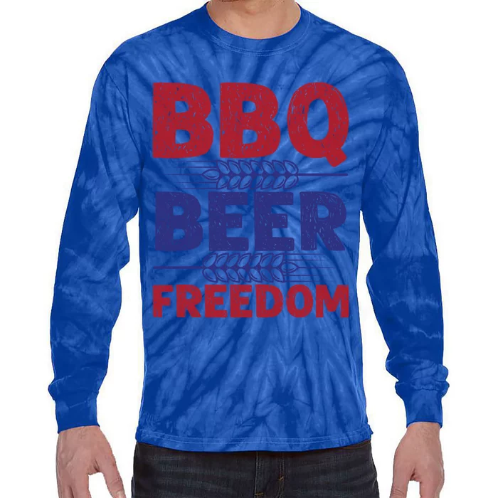 Bbq Beer Freedom Celebration Top Gift Tie-Dye Long Sleeve Shirt