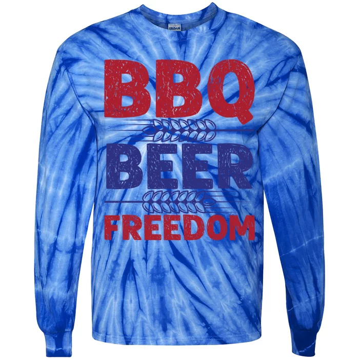 Bbq Beer Freedom Celebration Top Gift Tie-Dye Long Sleeve Shirt