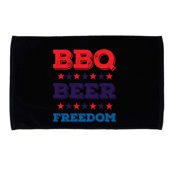 Bbq Beer Freedom Gift America Usa Party 4th Of July Gift Microfiber Hand Towel