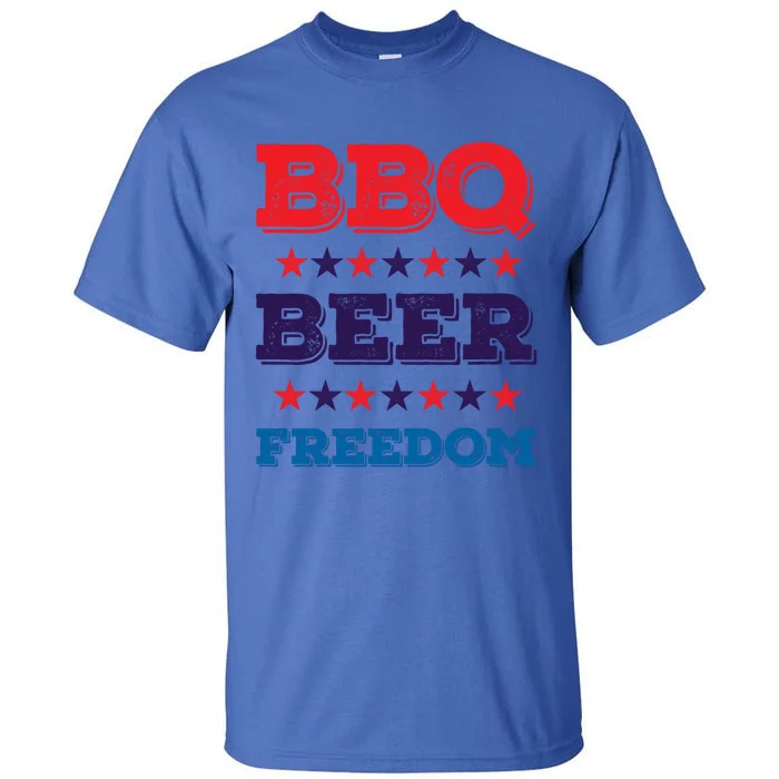 Bbq Beer Freedom Gift America Usa Party 4th Of July Gift Tall T-Shirt