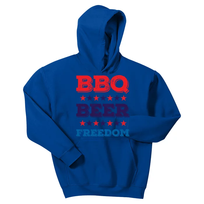 Bbq Beer Freedom Gift America Usa Party 4th Of July Gift Kids Hoodie